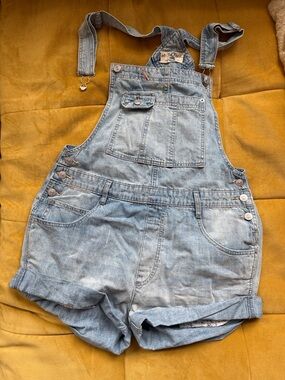 We The Free Light Blue Denim Short Overalls